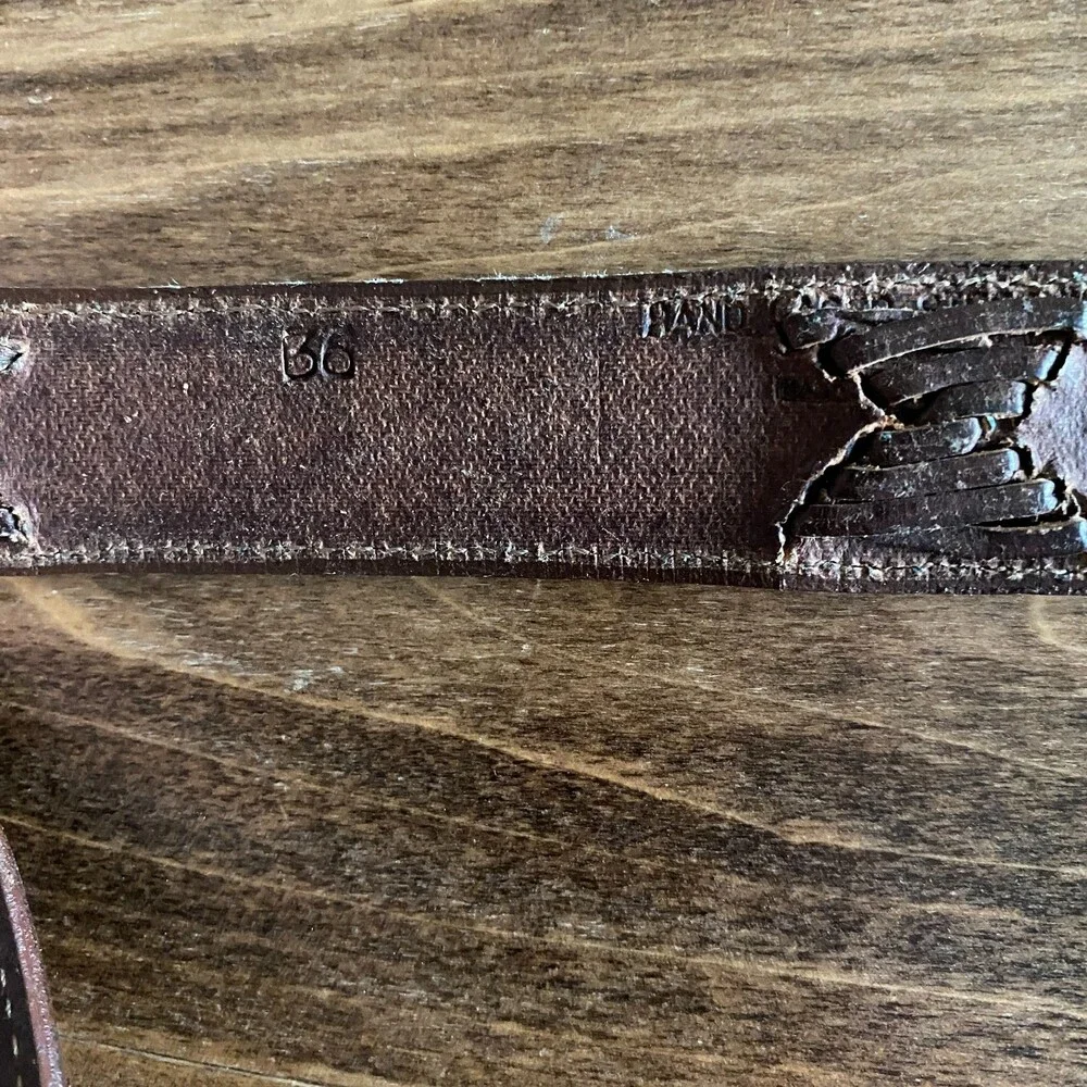 Handcrafted Brown Leather Belt 36 Inches